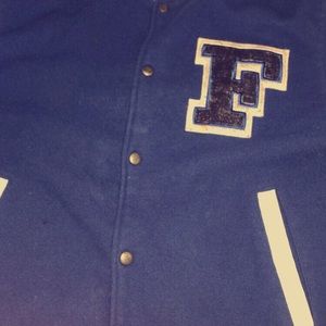 Vintage 70s 80s automobile bomber blue jacket